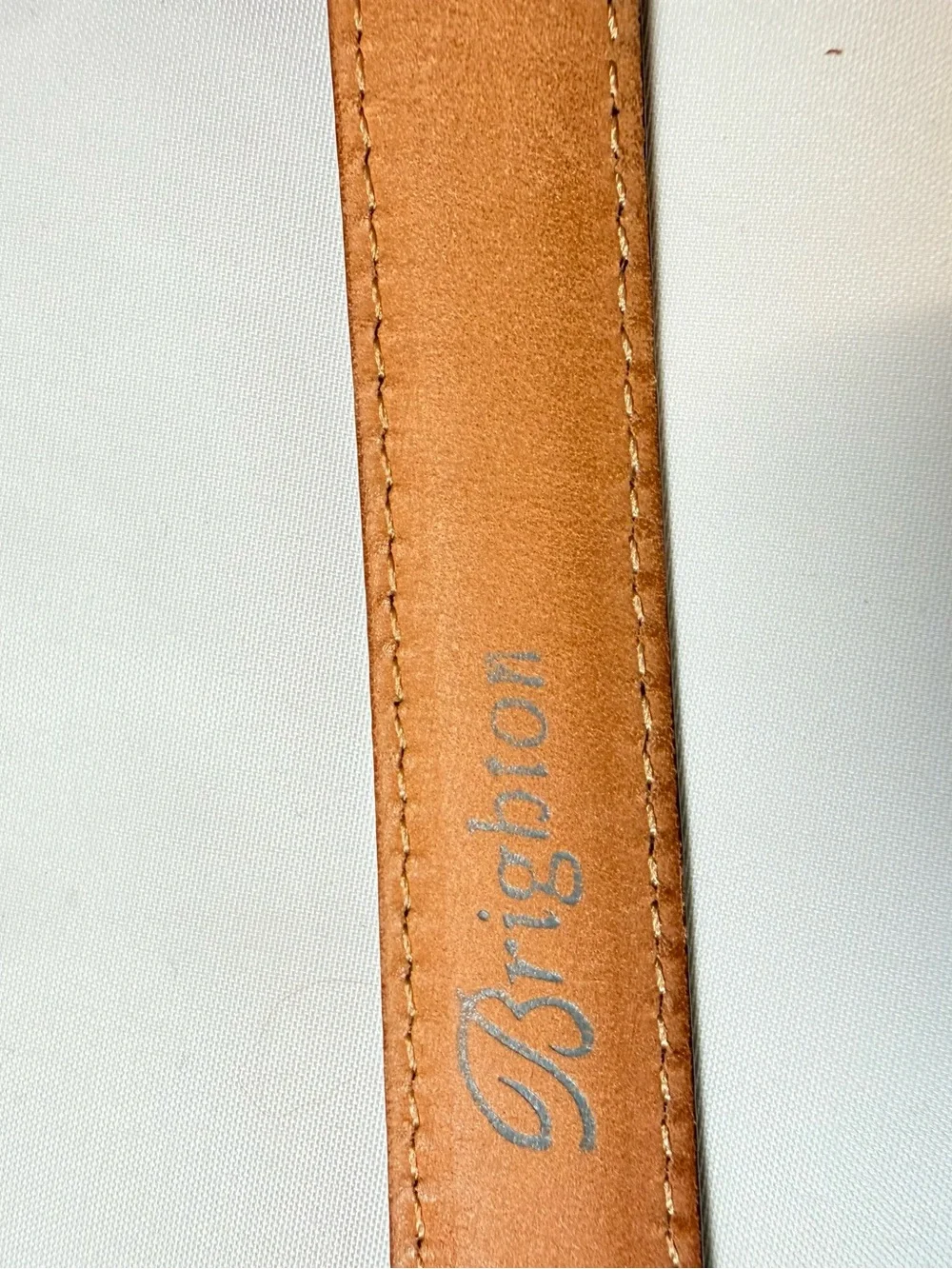 Brighton Brown Croc Embossed Leather Belt Silver Hardware Size 36 XL (B1043T)